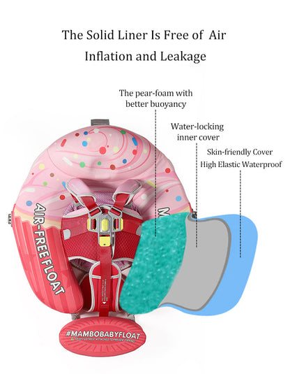Mambobaby™ Vanille Cupcake | Luchtvrije Babyzwemband & Trainer (3-24m)
