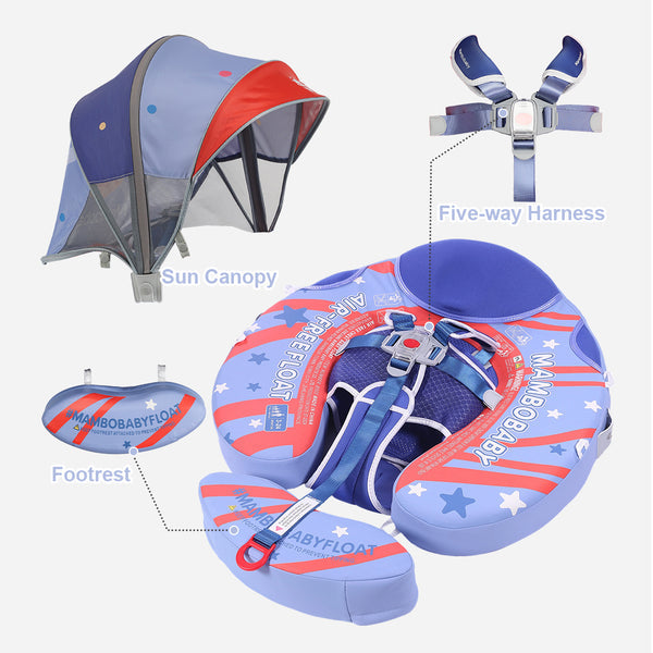 Mambobaby™ American Doughnut | Luchtvrije Babyzwemband met Zonnekap (3–24 mnd)