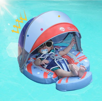 Mambobaby™ American Doughnut | Luchtvrije Babyzwemband met Zonnekap (3–24 mnd)