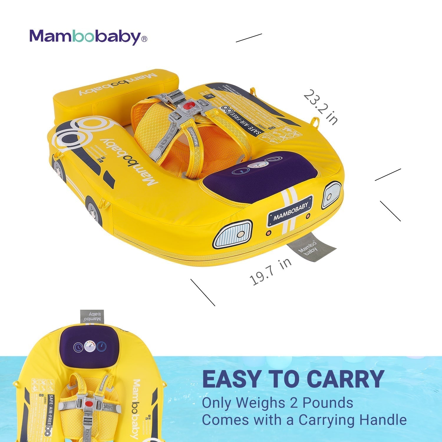 Mambobaby™ Auto Zwemtrainer - Luxe onzinkbare rode baby float met zonnekap voor baby's van 3-24 maanden.