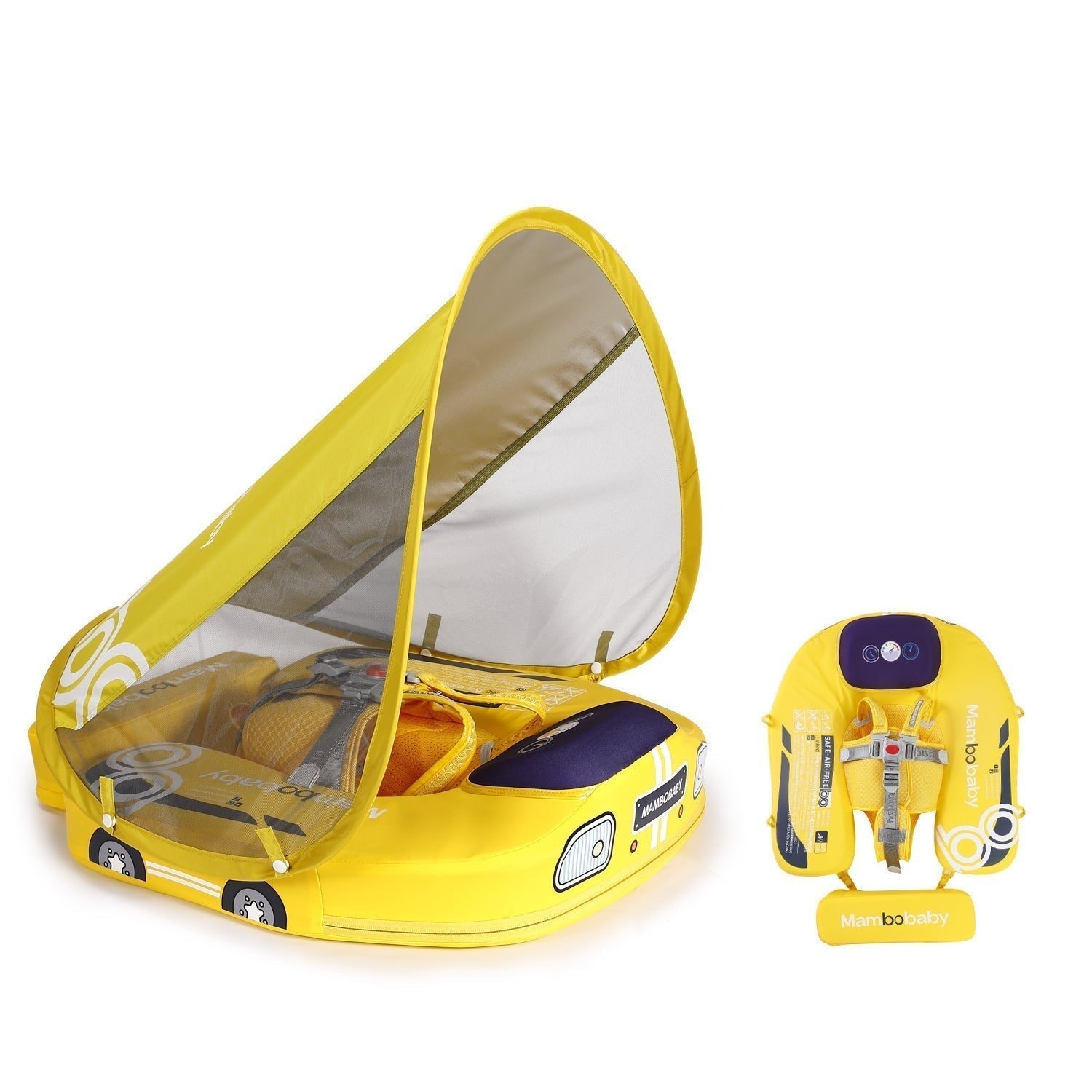 Mambobaby™ Auto Zwemtrainer - Luxe onzinkbare rode baby float met zonnekap voor baby's van 3-24 maanden.