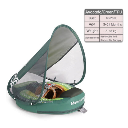 Mambobaby™ Avocado Zwemtrainer - Luxe onzinkbare baby float met zonnekap voor 3-24 maanden