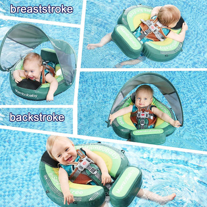 Mambobaby™ Avocado Zwemtrainer - Luxe onzinkbare baby float met zonnekap voor 3-24 maanden.