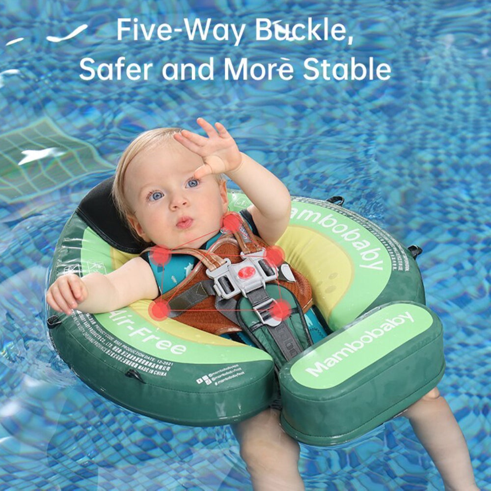 Detailweergave van het 5-punts veiligheidsslot en harnas van de Mambobaby Avocado.