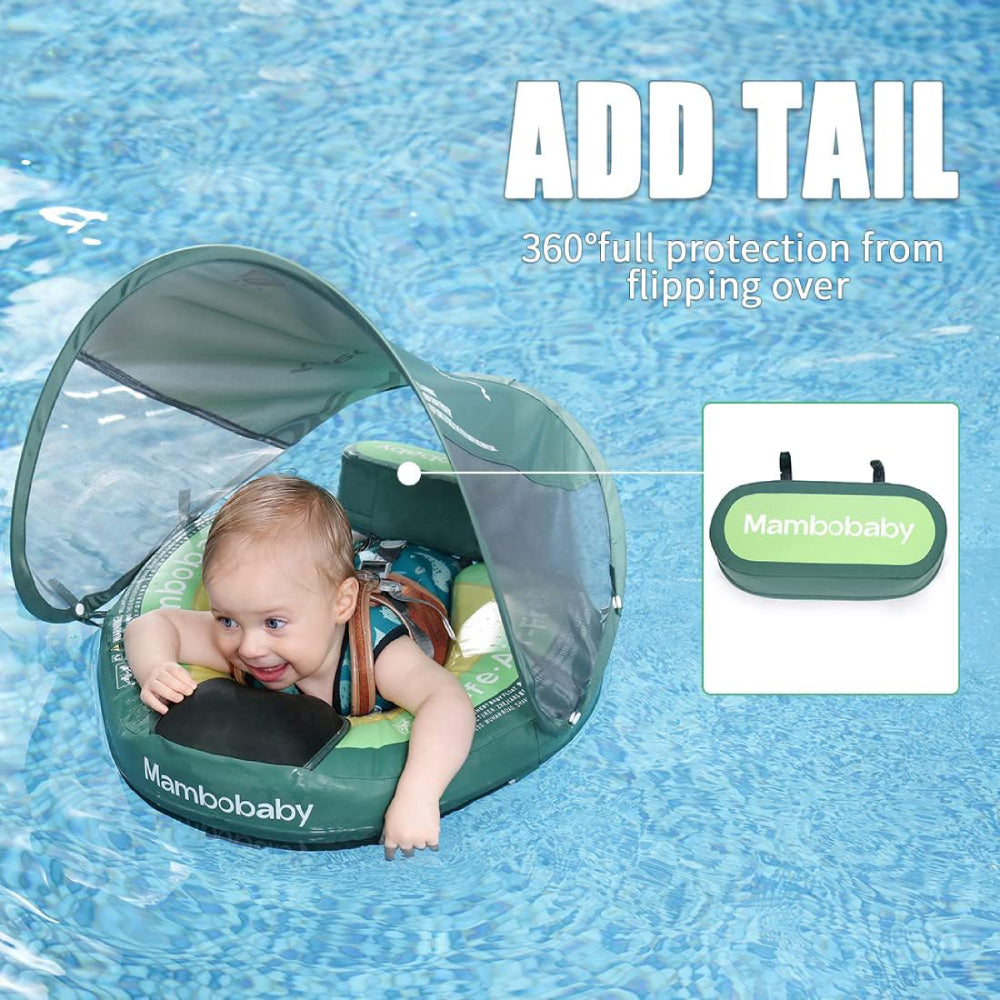 De twee ergonomische zwemhoudingen van de Mambobaby Avocado: rugslag en borstslag.