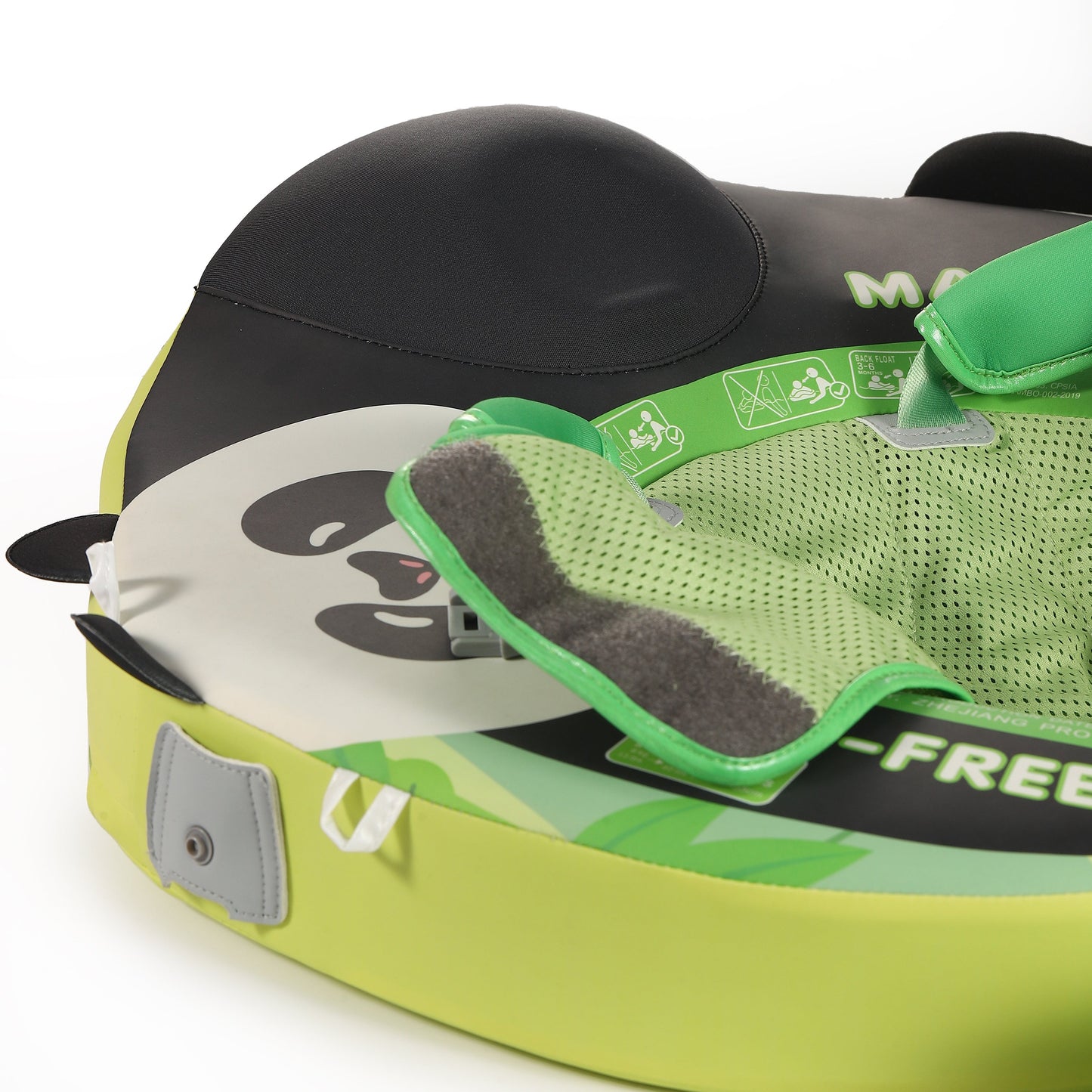 Linkerzijkant van de Mambobaby Float | Detail van de Zonnescherm (Canopy) bevestiging en UV-bescherming