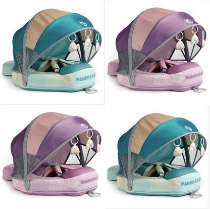 De luxe Mambobaby™ Schelp Float in paars - Onzinkbare baby zwemband met UPF 50+ zonnekap voor veilig zwemmen (3-24 maanden).