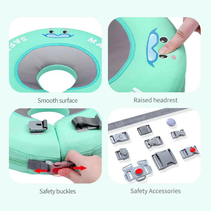 Detail van het vernieuwde veiligheidsslot en de onzinkbare PearlFoam kern van de Mambobaby nekring.