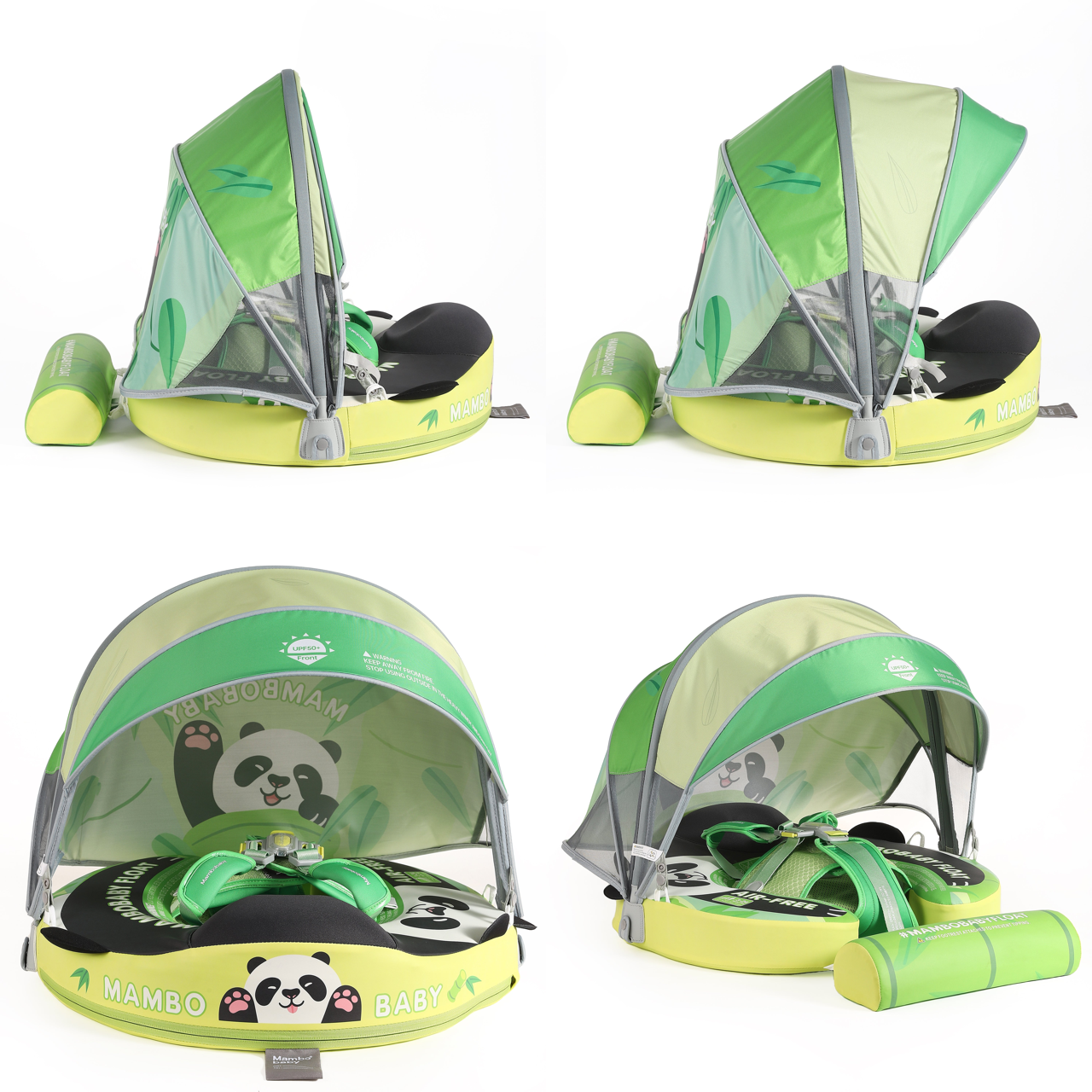 Mambobaby float met UV-Zonnescherm in gebruik op een zonnige dag