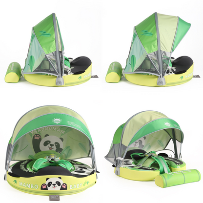 Mambobaby float met UV-Zonnescherm in gebruik op een zonnige dag