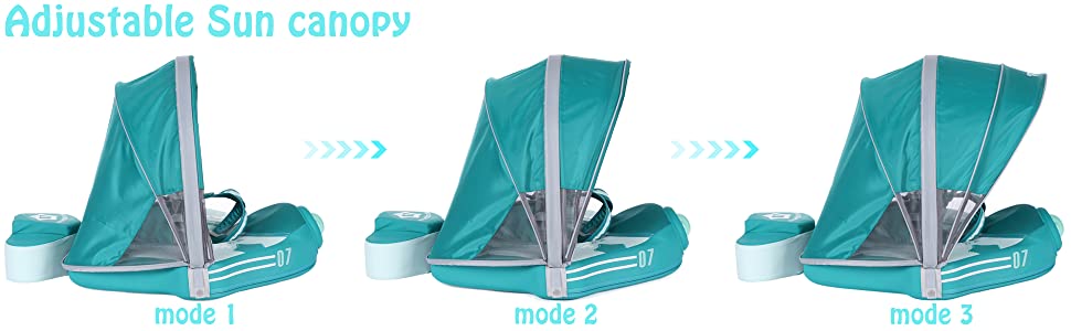 De afneembare UPF 50+ zonnekap van de Mambobaby Vliegtuig tegen schadelijke UV-stralen.